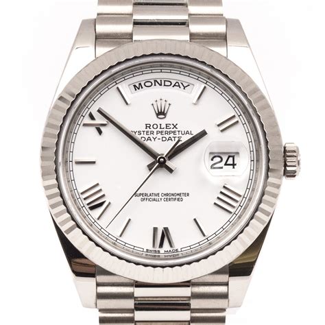 rolex presidential gold white dial|rolex president white gold 40mm.